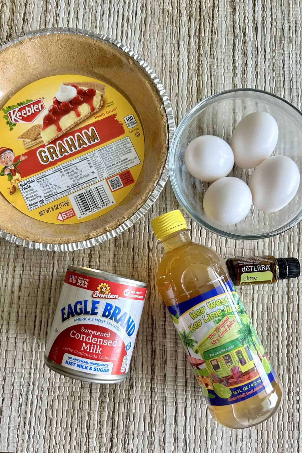 Grandma's key lime pie ingredients key lime juice condensed milk graham cracker crust eggs lime essential oil