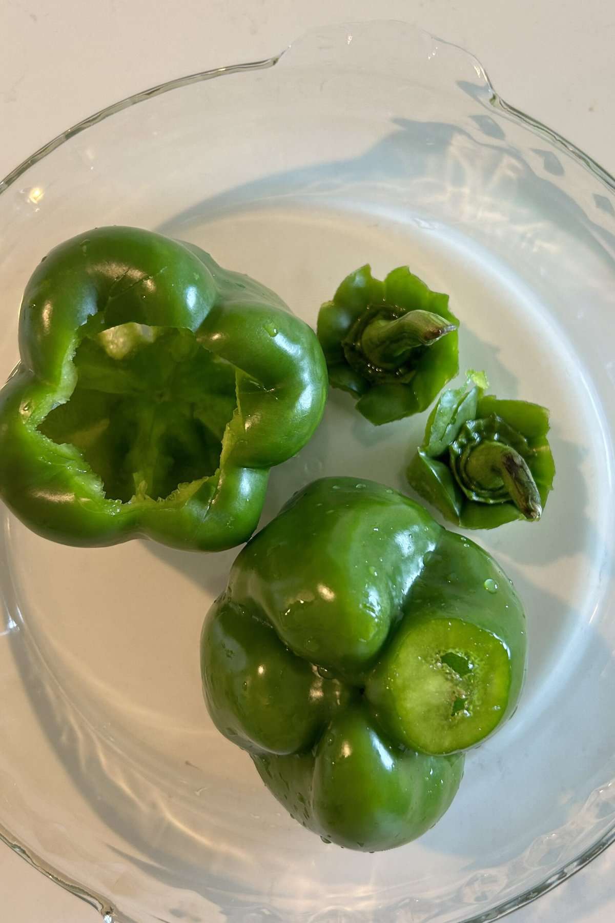 Green peppers washed and cleaned