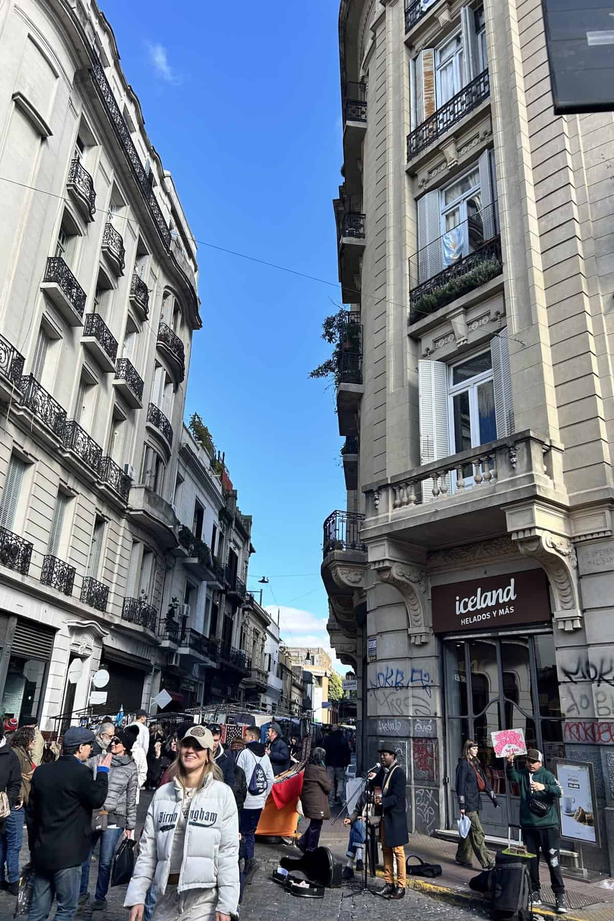 Open air market street scene on the way to San Telmo