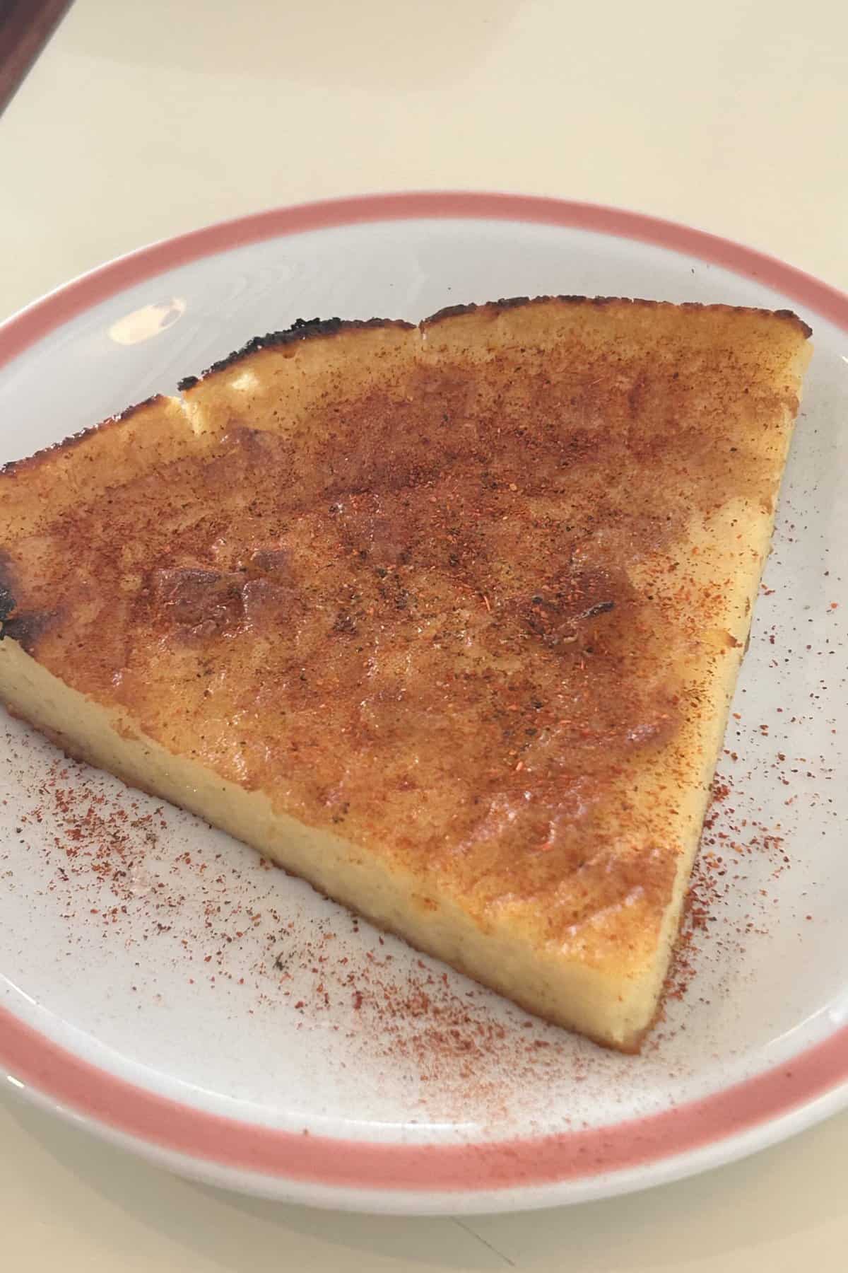 Potato pie on a plate served at El Preferido