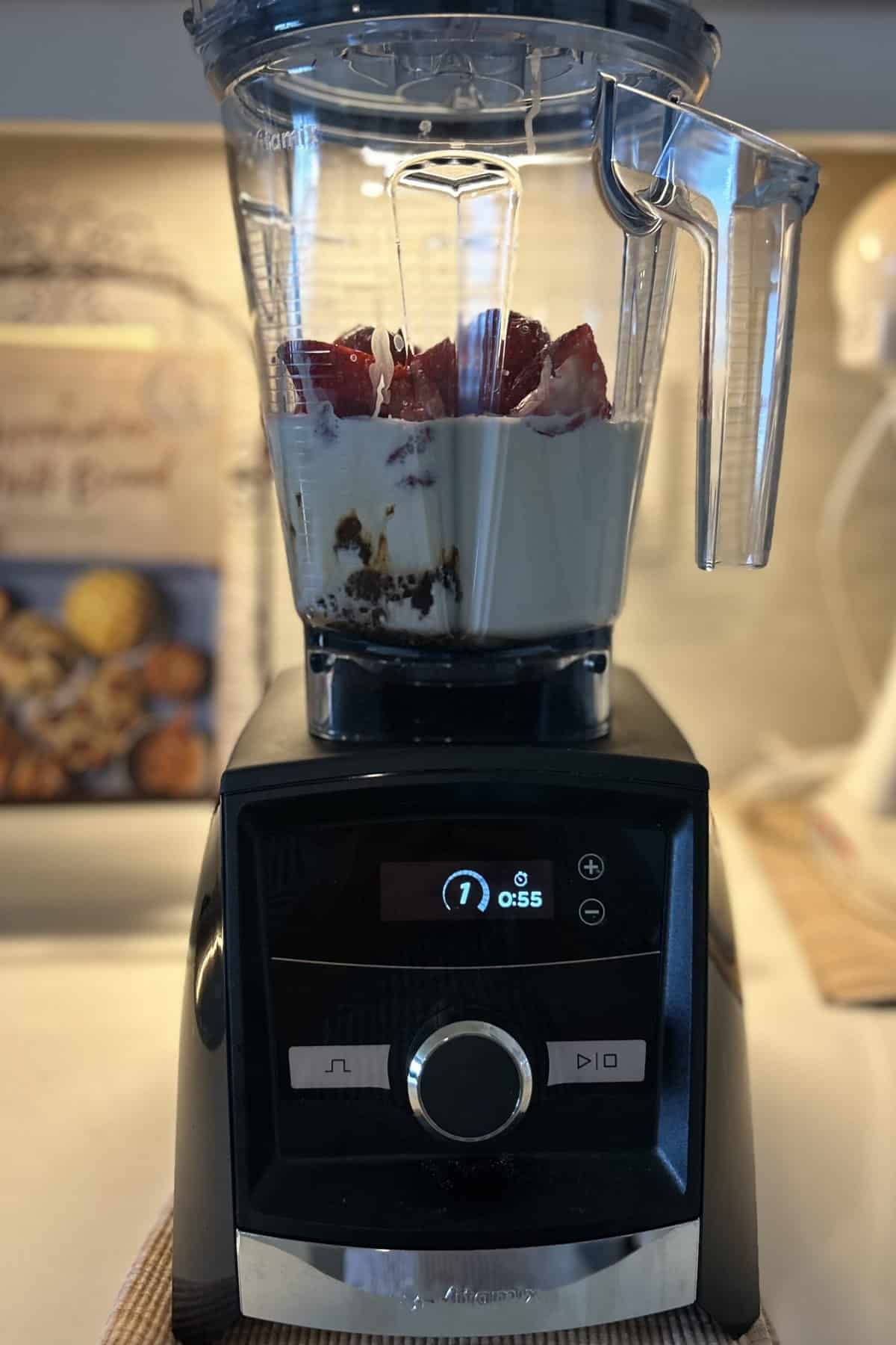 Set the Vitamix timer to 55 seconds before making the homemade ice cream