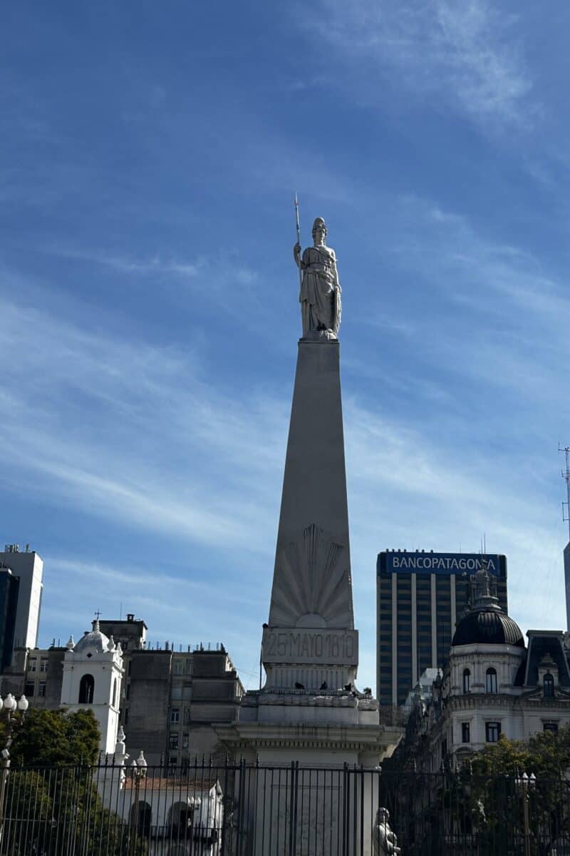 A monument in Plaza de Mayo in Buenos Aires