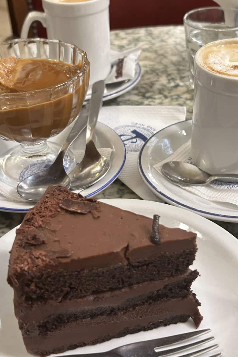 Coffee cake Chocolate dulce de leche in Cafe Tortoni in Buenos Aires